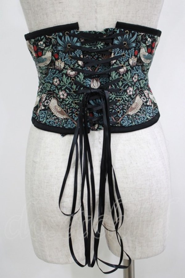 画像3: abilletage / Designer’s fabric seriesミニショートコルセット(イチゴ泥棒) サイズ4 ブルーグリーン H-25-10-17-1036-GO-ZA-KB-ZH (3)