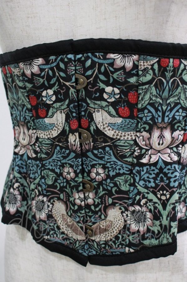 画像4: abilletage / Designer’s fabric seriesミニショートコルセット(イチゴ泥棒) サイズ4 ブルーグリーン H-25-10-17-1036-GO-ZA-KB-ZH (4)