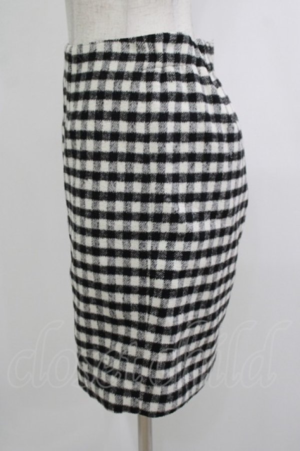 画像2: Candy Stripper / チェック柄ウールタイトスカート S 白×黒 H-25-10-17-1039-PU-SK-KB-ZH (2)