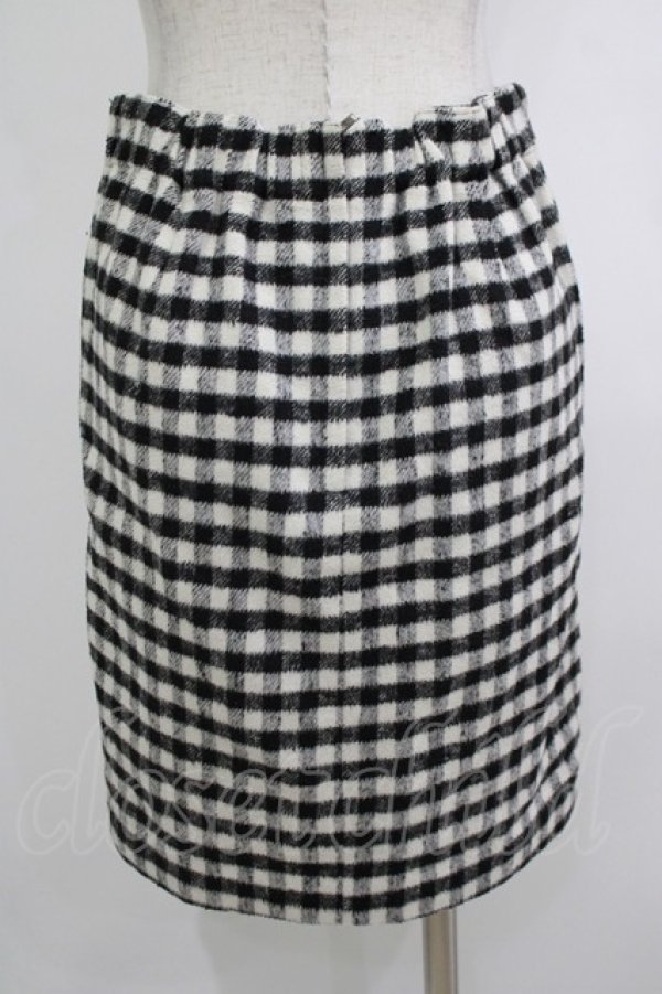画像3: Candy Stripper / チェック柄ウールタイトスカート S 白×黒 H-25-10-17-1039-PU-SK-KB-ZH (3)