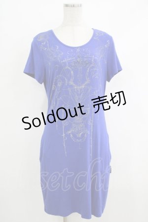 画像: Ozz Croce / プリント刺繍カットソーワンピース  ブルー H-25-10-17-1044-OO-OP-KB-ZT159