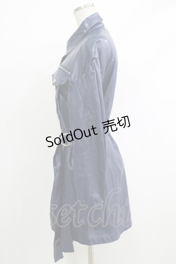 画像2: CuLLt / LEATHER JACKET ONEPIECE  ネイビー H-25-10-17-1053-PU-OP-KB-ZH (2)