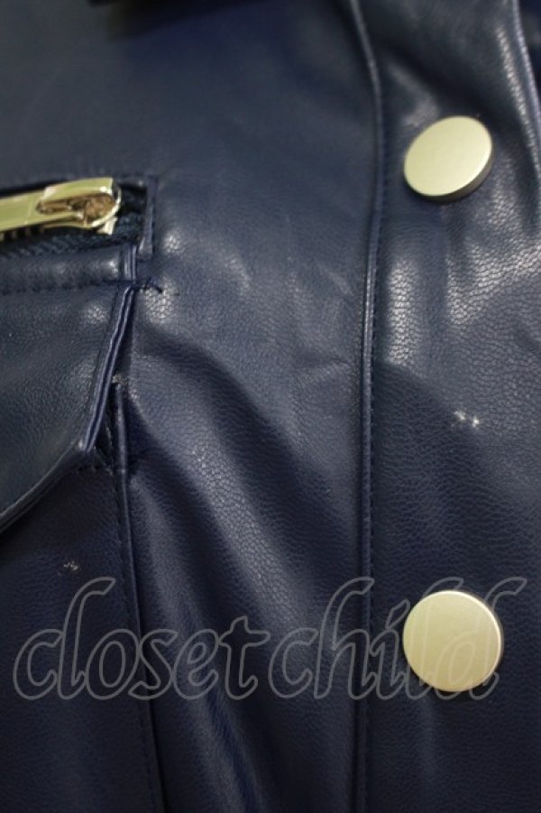 画像4: CuLLt / LEATHER JACKET ONEPIECE  ネイビー H-25-10-17-1053-PU-OP-KB-ZH (4)
