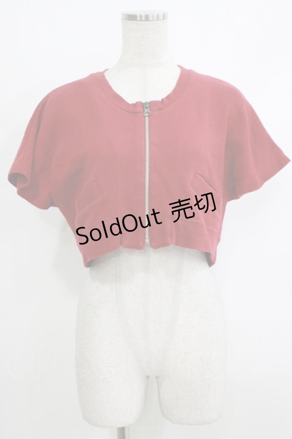 画像1: Jane Marple Dans Le Salon / ショートZIPカーデ  赤 H-25-10-17-1058-JM-TO-KB-ZH (1)