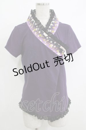 画像: 【SALE】gouk / 着物衿半袖カーディガン  紫 H-25-10-17-1064-GO-TO-KB-ZT158