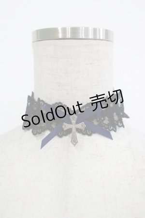 画像: Moi-meme-Moitie / クロスロゴチャームレースチョーカー  ブラック×ブルー×ゴールド H-25-10-17-1069-MO-AC-KB-ZH