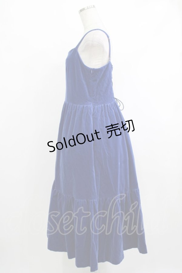 画像2: Jane Marple / コットンベルベットストラップドレス  ロイヤルブルー H-25-10-17-1011-JM-OP-KB-ZH (2)