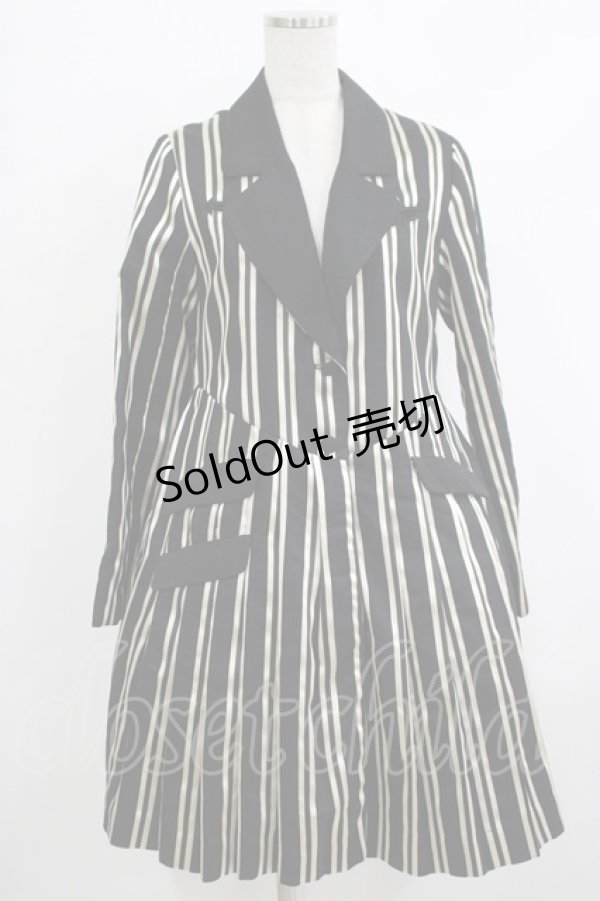 画像1: Candy Stripper / OLYMPIAN STRIPE PLEATS ONE-PIECE 1(S) BLACK×OFF WHITE H-25-10-17-1013-PU-OP-KB-ZH (1)