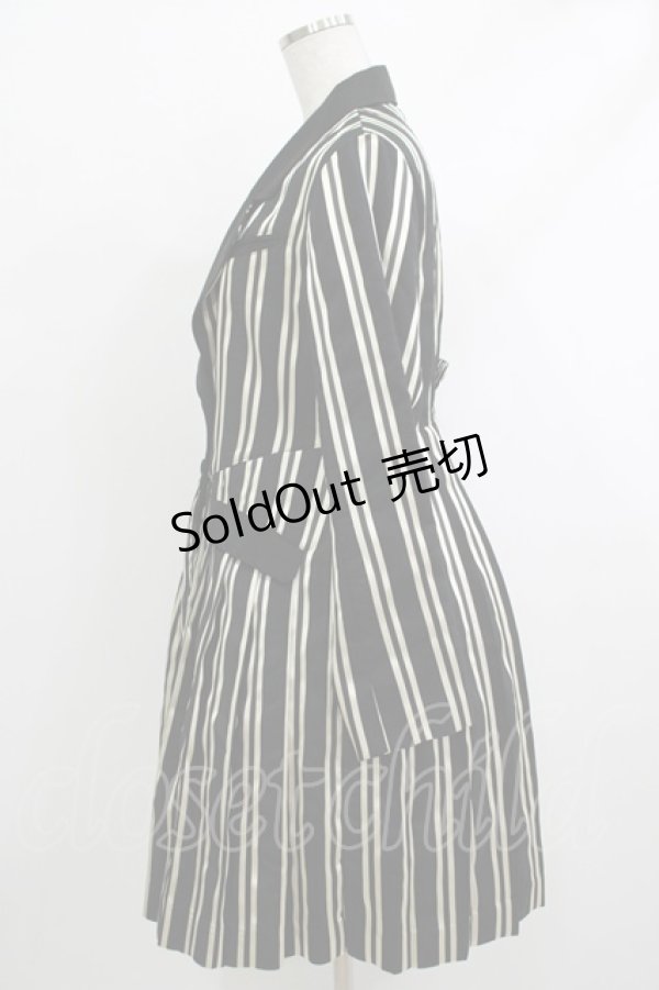 画像2: Candy Stripper / OLYMPIAN STRIPE PLEATS ONE-PIECE 1(S) BLACK×OFF WHITE H-25-10-17-1013-PU-OP-KB-ZH (2)