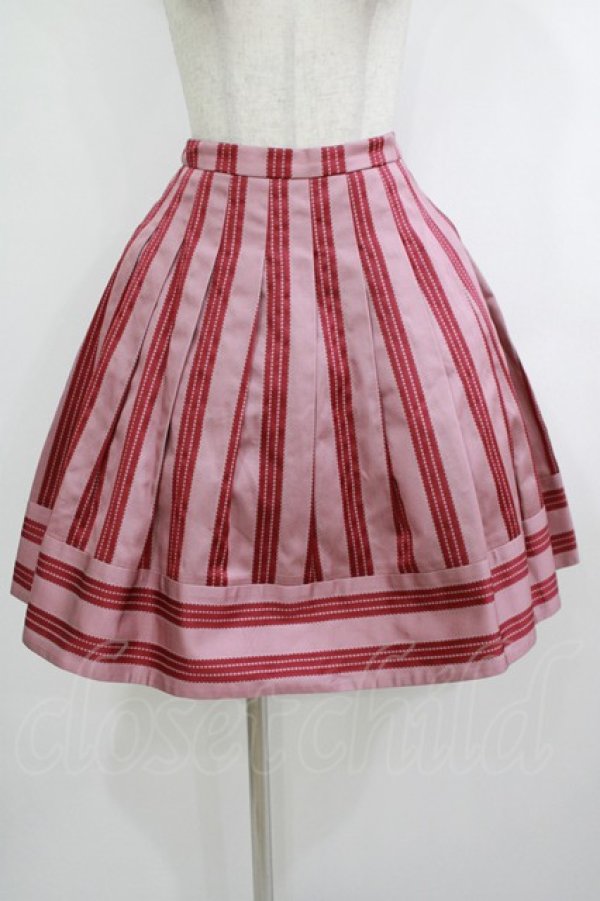 画像1: Jane Marple / Dot Stripe Jacquardのミニスカート  ピンク H-25-10-17-1016-JM-SK-KB-ZH (1)