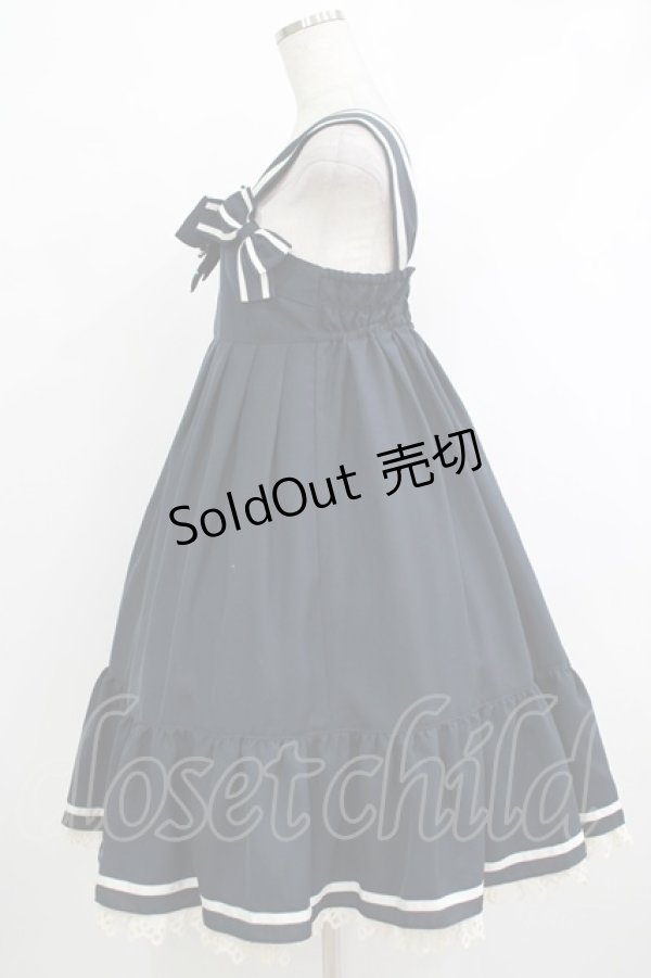 画像2: Melody BasKet / リボンリボンジャンパースカート M ネイビー H-25-10-17-1020-LO-OP-KB-ZH (2)