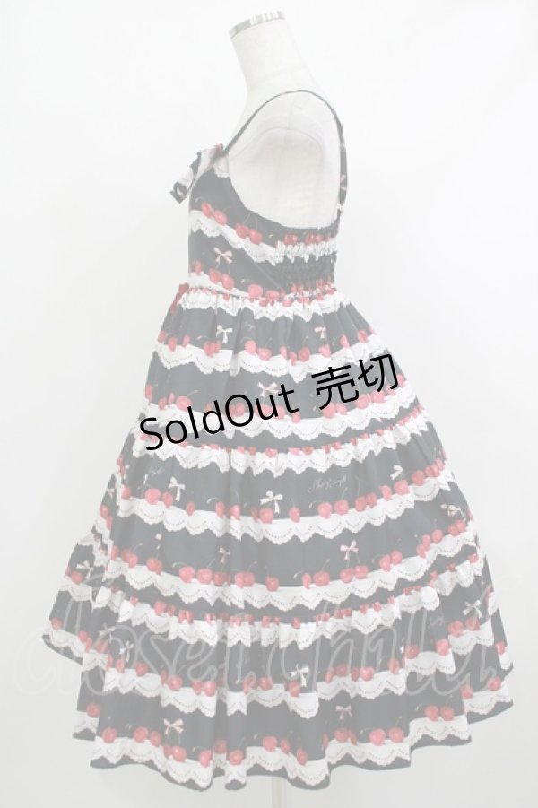 画像2: Shirley Temple / チェリースカラップレースプリントジャンパースカート FREE ブラック H-25-10-17-1026-ET-OP-KB-ZH (2)