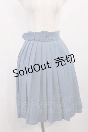 画像: Fi.n.t / 太ベルト付きプリーツスカート Free BLUE H-25-10-17-020-CA-SK-NS-ZH