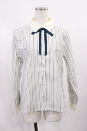 画像: F i.n.t / タイ付きマルチストライプクレリックシャツ Free L/GR×WH H-25-10-17-028-CA-BL-NS-ZH