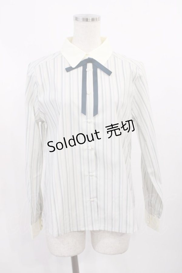 画像1: F i.n.t / タイ付きマルチストライプクレリックシャツ Free L/GR×WH H-25-10-17-028-CA-BL-NS-ZH (1)