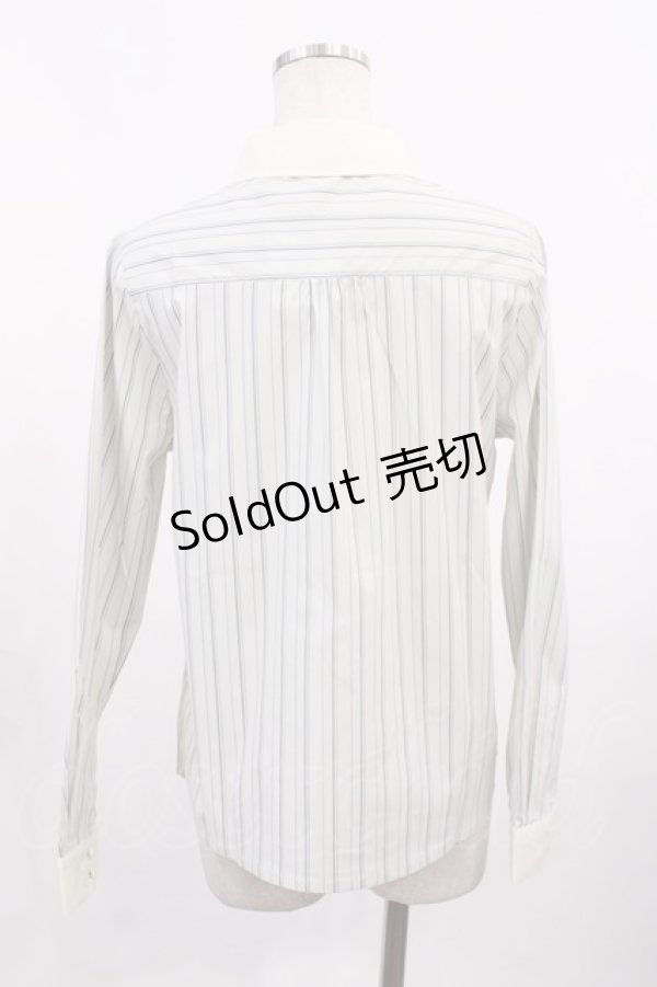 画像2: F i.n.t / タイ付きマルチストライプクレリックシャツ Free L/GR×WH H-25-10-17-028-CA-BL-NS-ZH (2)