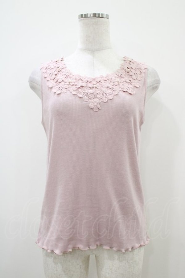 画像1: axes femme / 吸水速乾モチーフレースタンク Free ピンク H-25-10-18-1044-AX-TO-NS-ZH (1)