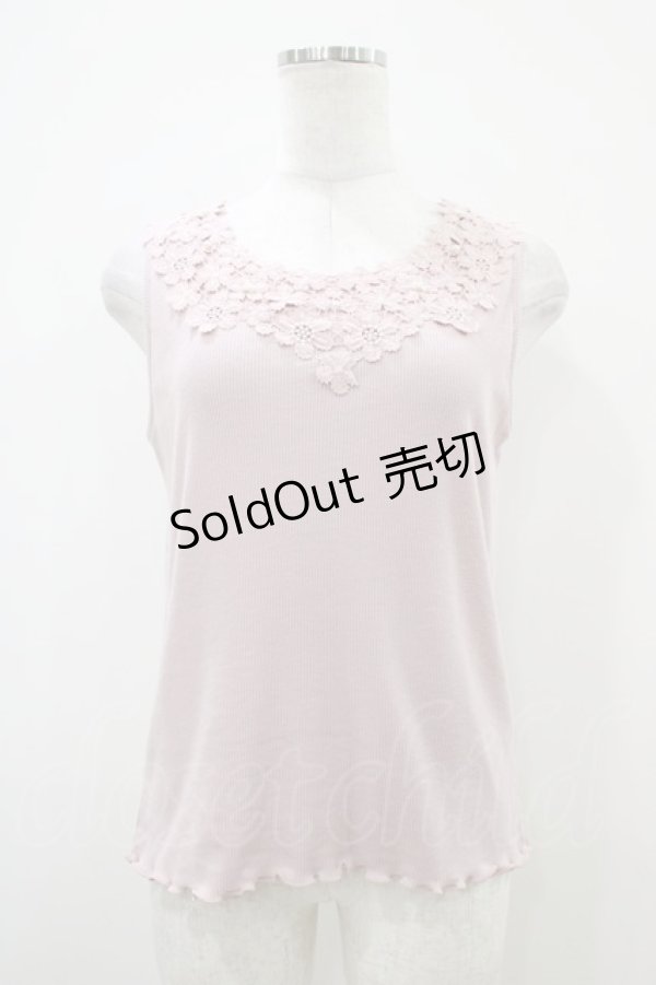 画像1: axes femme / 吸水速乾モチーフレースタンク Free ピンク H-25-10-18-1044-AX-TO-NS-ZH (1)