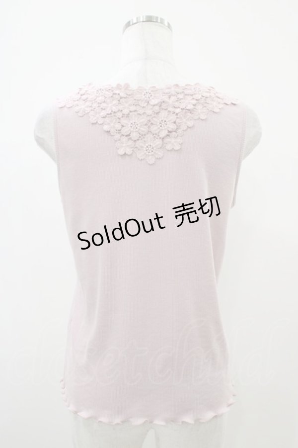 画像2: axes femme / 吸水速乾モチーフレースタンク Free ピンク H-25-10-18-1044-AX-TO-NS-ZH (2)