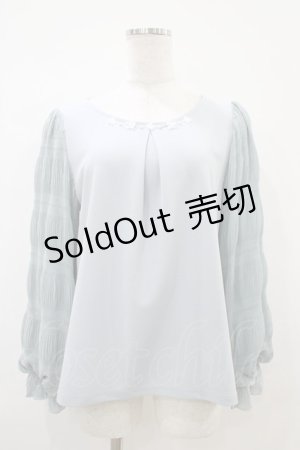 画像: axes femme / ギャザー袖切替トップス M ブルー H-25-10-18-1054-AX-TO-NS-ZH