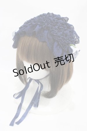 画像: metamorphose / チュールレースヘッドドレス(パールチェーン)  ネイビー H-25-10-18-1008-ME-AC-NS-ZH