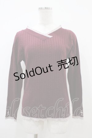 画像: axes femme / バイカラーVネックニットプルオーバー Free ボルドー H-25-10-18-1057-AX-TO-NS-ZH