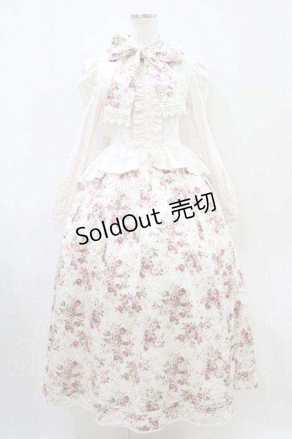 画像1: Victorian maiden / アンティークロココブーケヴィクトリアンワンピース  ミルクティーローズ H-25-10-18-1023-CL-OP-NS-ZH (1)