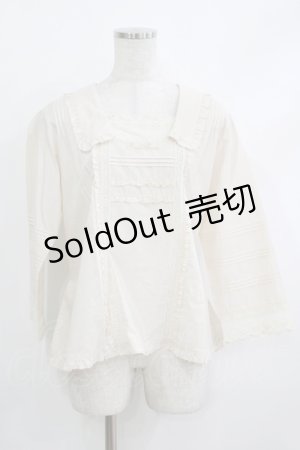 画像: PINK HOUSE / ロゴ刺繍入りローンブラウス  生成り H-25-10-19-1035-LO-BL-NS-ZH