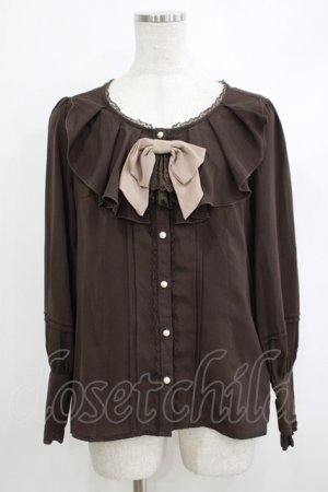 画像: axes femme / シャボ付きラッフルブラウス M ブラウン H-25-10-19-1037-AX-BL-NS-ZH