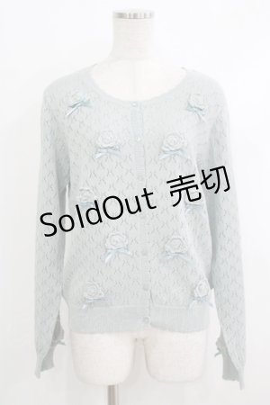 画像: PINK HOUSE / モチーフ付き透かし編みカーディガン  ミント H-25-10-19-1043-LO-TO-NS-ZH