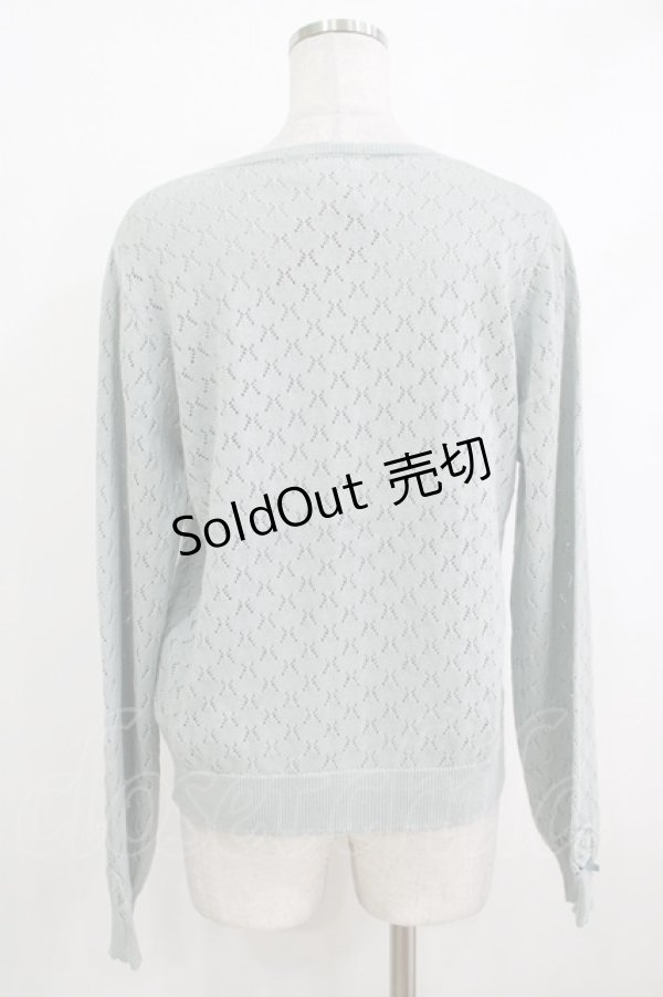 画像3: PINK HOUSE / モチーフ付き透かし編みカーディガン  ミント H-25-10-19-1043-LO-TO-NS-ZH (3)