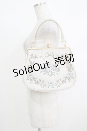 画像: an another angelus / リボンローズ刺繍がま口バッグ  IVORY H-25-10-19-1052-CA-BG-NS-ZH