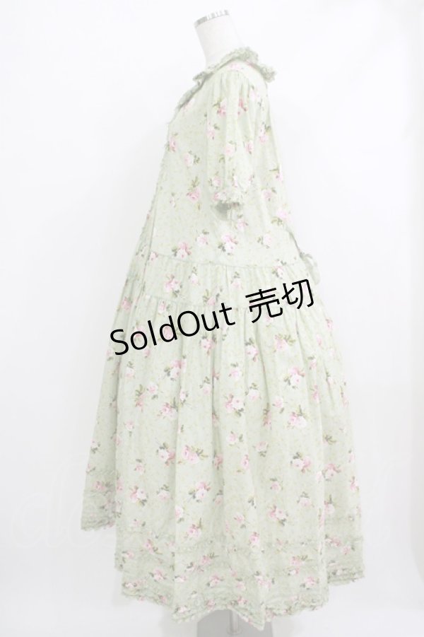 画像2: PINK HOUSE / ブロッサムローズプリントワンピース  ミント H-25-10-19-1006-LO-OP-NS-ZH (2)