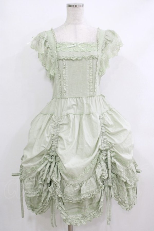 画像1: PINK HOUSE / ローズレース使いローンエプロンドレス  ミント H-25-10-19-1007-LO-OP-NS-ZH (1)