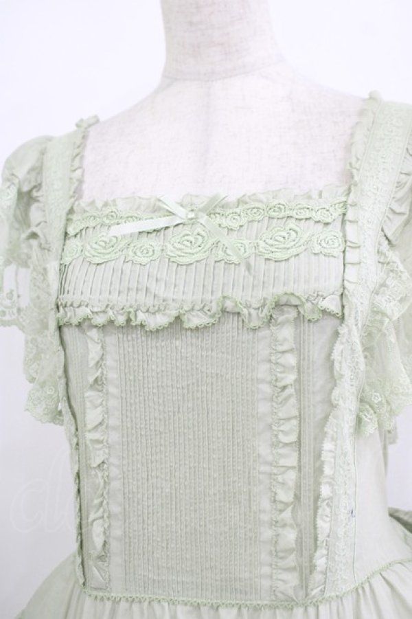 画像4: PINK HOUSE / ローズレース使いローンエプロンドレス  ミント H-25-10-19-1007-LO-OP-NS-ZH (4)