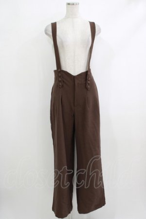 画像: Fi.n.t / ダブル釦ハイウエストサスペンダー付きパンツ Free Brown H-25-10-19-1024-CA-OP-NS-ZH