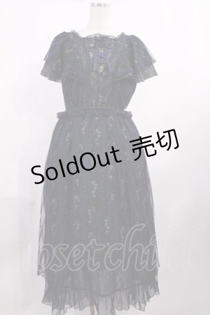 画像: axes femme / 花ストライプ柄チュールワンピース M ネイビー H-25-10-19-016-AX-OP-NS-ZH