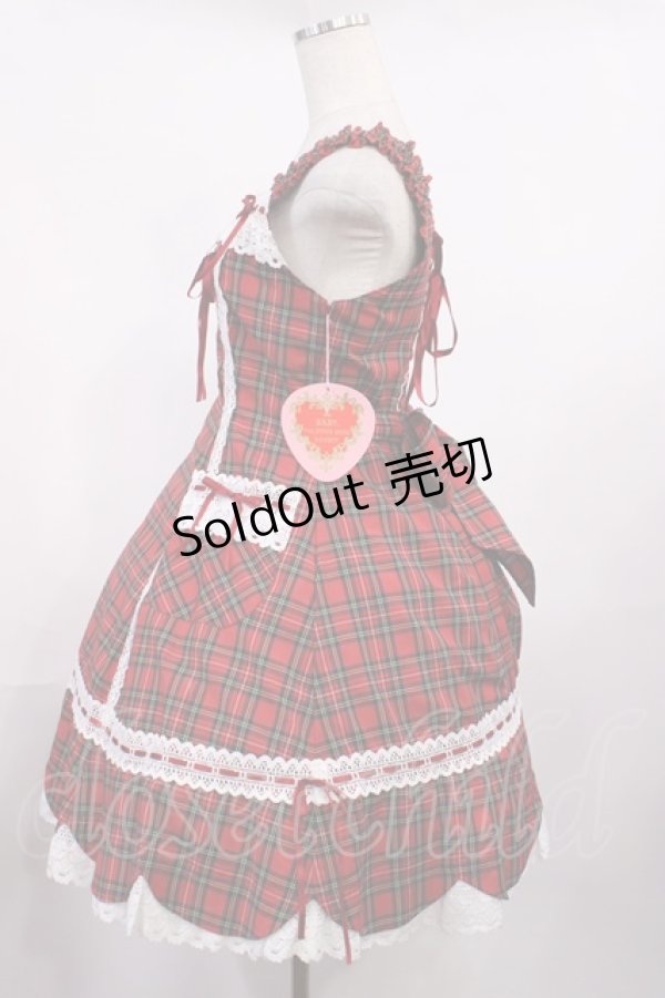 画像2: BABY,THE STARS SHINE BRIGHT / 裾スカラップタータンチェックジャンパースカートセット Free エンジ H-25-10-19-002-BA-OP-NS-ZH (2)