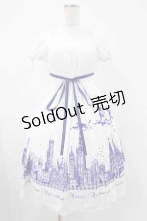 画像: Moi-meme-Moitie / サイレントムーンワンピース(ミニ丈)  white x blue H-25-10-20-1037-MO-OP-KB-ZH