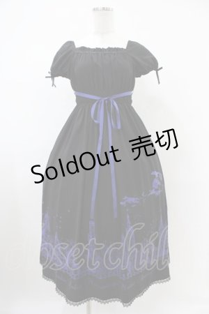 画像: Moi-meme-Moitie / サイレントムーンワンピース（ミディアム丈）  ブラック×ブルー H-25-10-20-1038-MO-OP-KB-ZH