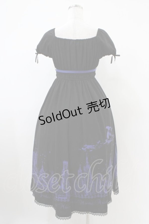 画像2: Moi-meme-Moitie / サイレントムーンワンピース（ミディアム丈）  ブラック×ブルー H-25-10-20-1038-MO-OP-KB-ZH (2)