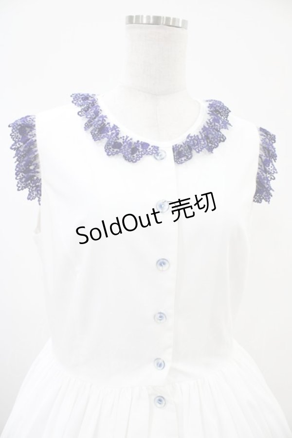 画像4: Moi-meme-Moitie / Rose Garden刺繍サンドレス 13号 白×青 H-25-10-20-1041-MO-OP-KB-ZH (4)