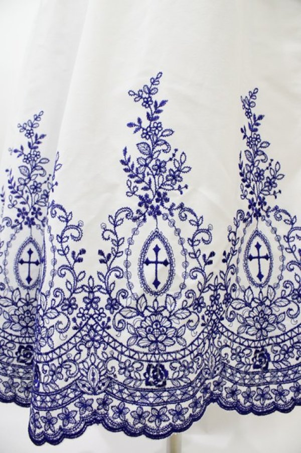 画像5: Moi-meme-Moitie / Rose Garden刺繍サンドレス 13号 白×青 H-25-10-20-1041-MO-OP-KB-ZH (5)
