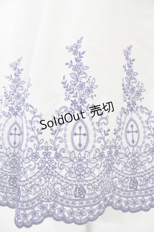 画像5: Moi-meme-Moitie / Rose Garden刺繍サンドレス 13号 白×青 H-25-10-20-1041-MO-OP-KB-ZH (5)
