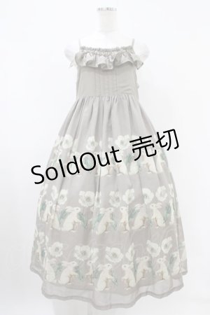 画像: Perla nell' ostrica / うさぎポピー無地キャミワンピース  チャコールグレー H-25-10-20-1048-EL-OP-KB-ZH