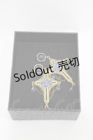 画像: OZZ ANGELO / Rose&Crossイヤリング  ゴールド×ブルー H-25-10-20-1008-OO-AC-KB-ZH