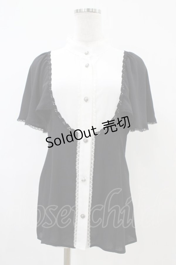 画像1: MIHO MATSUDA / ブラウス・ミウル M ブラック×ホワイト H-25-10-20-1054-GO-BL-KB-ZH (1)