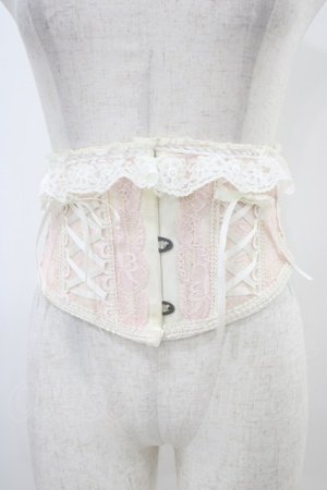 画像: MR corset / レース切替ショートコルセット  オフ×ピンク H-25-10-20-1019-PU-ZA-KB-ZH