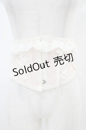 画像: MR corset / レース切替ショートコルセット  オフ×ピンク H-25-10-20-1019-PU-ZA-KB-ZH