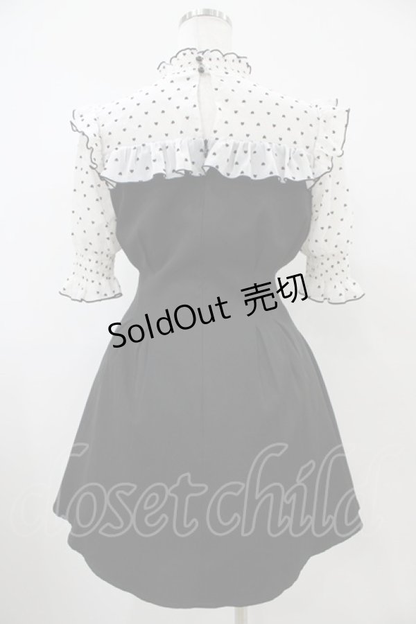 画像2: Rojita / ハートドットレースアップ半袖ワンピース Free ブラック H-25-10-21-032-LO-OP-NS-ZH (2)